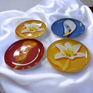 Vintage Givenchy Les Fleurs de Parfums Porcelain 8" Salad Plate Set of 4